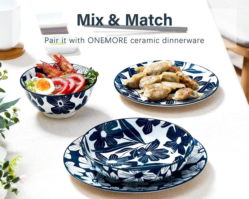 ONEMORE Dinner Plates Set of 4 85 Inch Ceramic Blue and White Salad Dessert Appetizers Plates Microwave  Dishwasher Safe Scratch Resistant Small Serving Dish Platters - Image 4