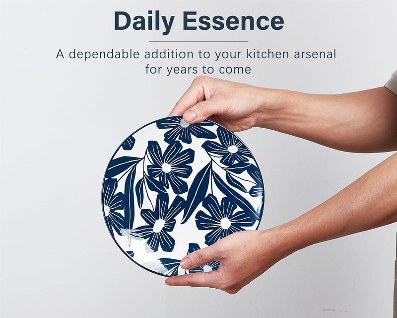 ONEMORE Dinner Plates Set of 4 85 Inch Ceramic Blue and White Salad Dessert Appetizers Plates Microwave  Dishwasher Safe Scratch Resistant Small Serving Dish Platters - Image 5