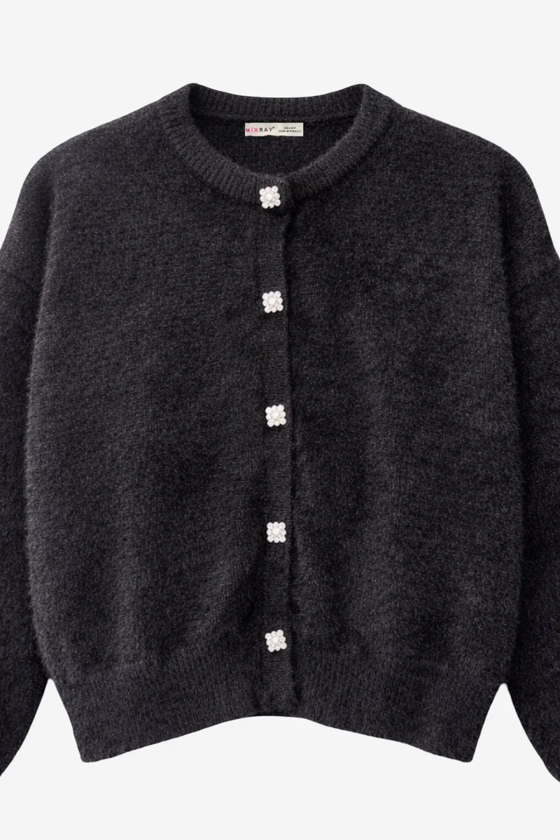 ميكسراي Mixray Oversized Jacquard Button Cardigan