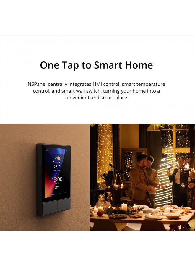 SONOFF NSPanel WiFi Smart Scene Wall Switch,2-Switch Panel Smart Home Control,Touchscreen Control for Smart Temperature Function,Lights,Work with Alexa And Google Home Assistant,Black - Image 2