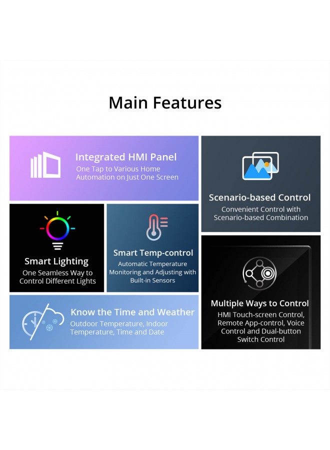 SONOFF NSPanel WiFi Smart Scene Wall Switch,2-Switch Panel Smart Home Control,Touchscreen Control for Smart Temperature Function,Lights,Work with Alexa And Google Home Assistant,Black - Image 3