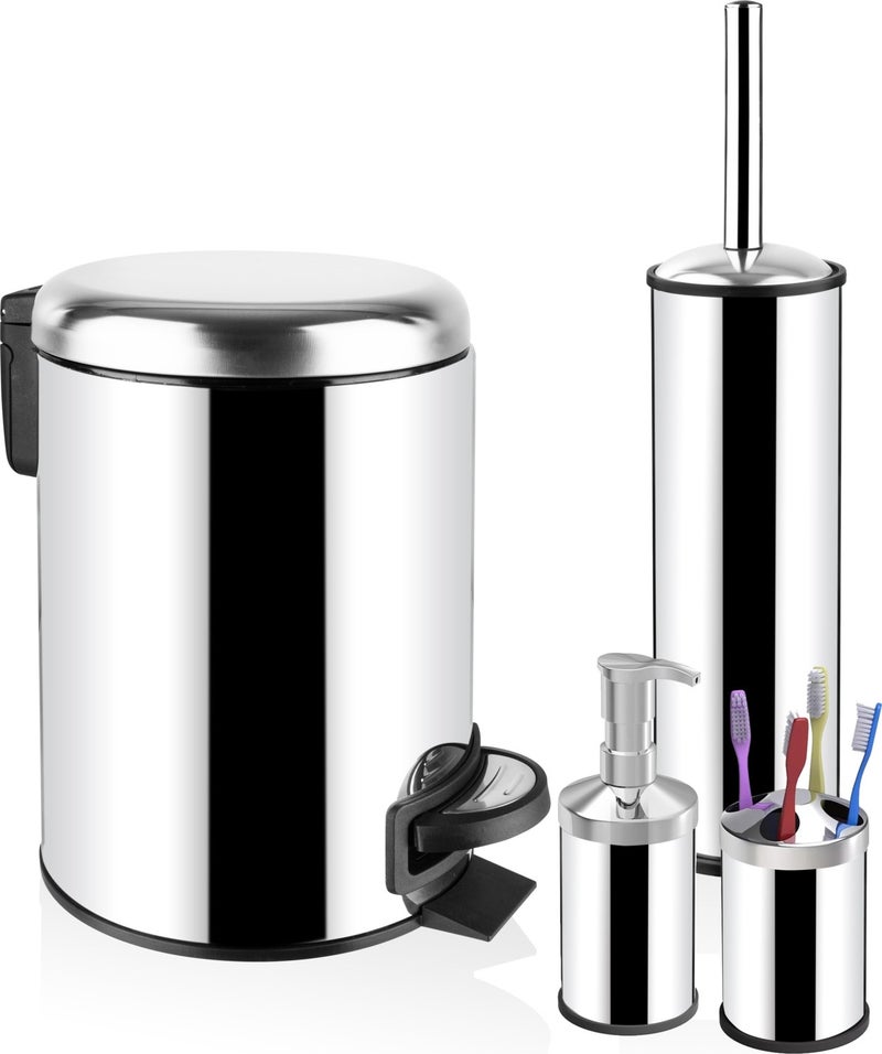 Siliwax Elite Series 4-Piece Bathroom Set - Stainless (3 Lt) (Soft Close) - Image 1