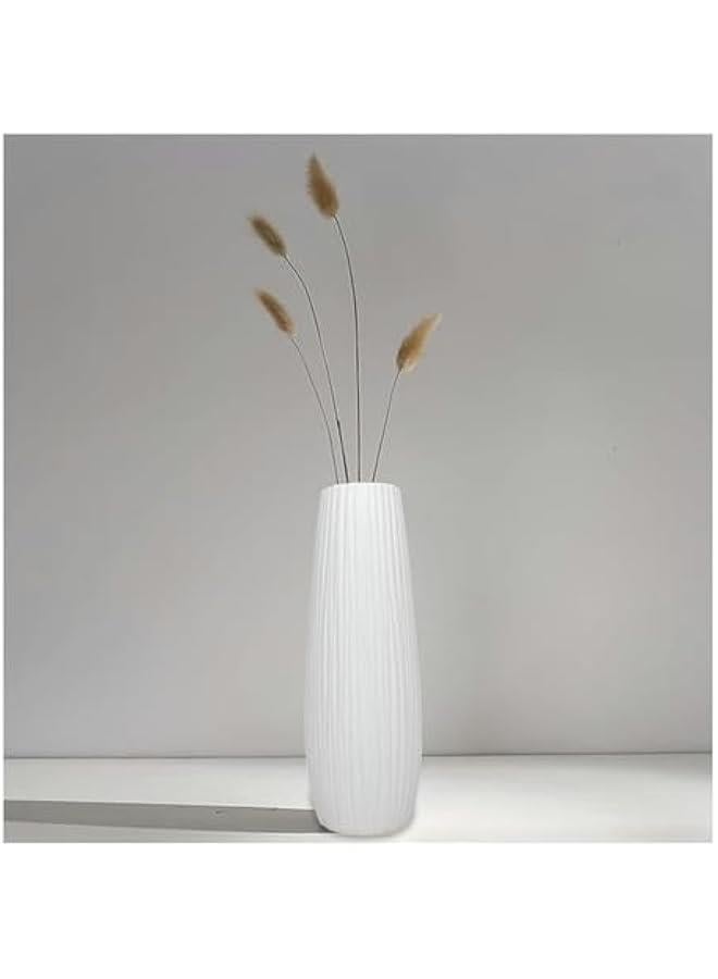 White Ceramic Vase for Home Decor,8.77 inch Vase for Flowers, Modern Art Texture Vase for Decor Centerpieces Entryway Shelf Living Room Table Deco - Image 1