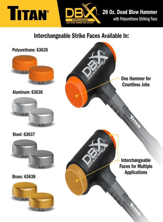 Titan DBX 63628 28oz Dead Blow Hammer with Interchangeable Polyurethane Striking Faces, Rebound Resistant, 14" Shock Absorbing Fiberglass Handle with Textured Grip - Image 4