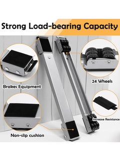 ELTRAZONE Furniture Appliance Rollers with 24 Rollers & Brake, Heavy Duty Mover Tool for Washing Machines, Dryers, Refrigerators – Supports Up to 660 lbs, Gray  - Image 3
