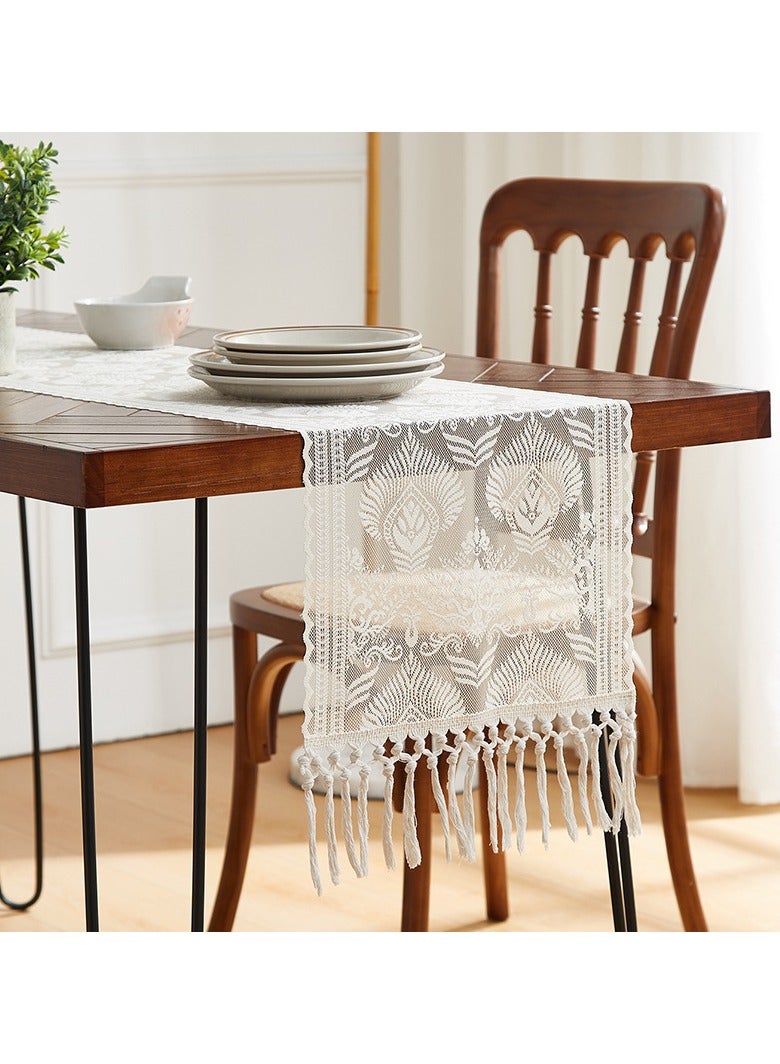 French Elegant Lace Table Runner Decoration Dining Table, TV Cabinet, Shoe Cabinet, Coffee Table, Table Runner (Size: 30cmX180cm)