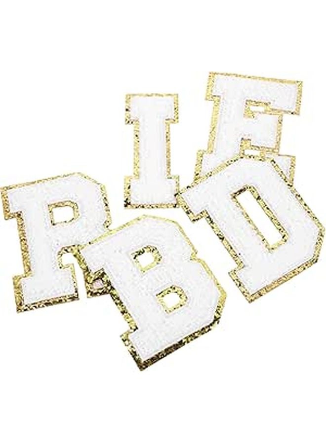White Iron On Fabric Letters Patches for DIY Wedding Apparel Jackets 5pcs - Image 1