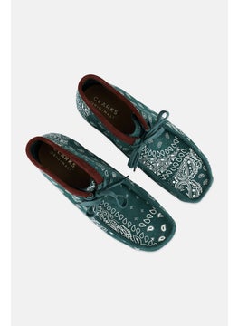 clarks Men Wallabee Standard Fit Lace Up Ankle Boots, Green Paisley  - Image 4