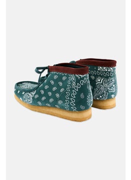clarks Men Wallabee Standard Fit Lace Up Ankle Boots, Green Paisley  - Image 2