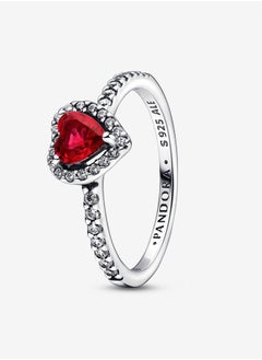 PANDORA Pandora Timeless Sterling Silver Elevated Red Heart Ring for Women with 198421C02  - Image 3