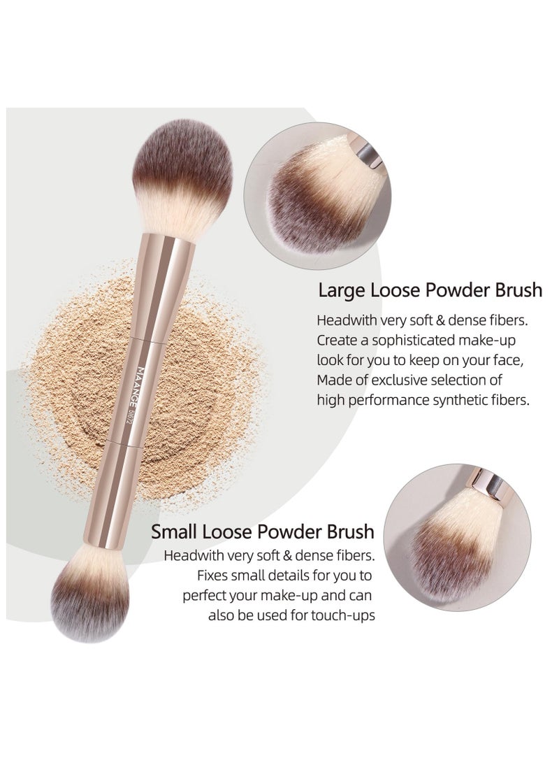 مانجي مجموعة فرش مكياج من مانج، 20 قطعة، مع صندوق هدايا، فرش مكياج متعددة الاستخدامات بطرفين لمزج البودرة السائلة والكونسيلر والكريم وأحمر الخدود، لون الشمبانيا - Image 5