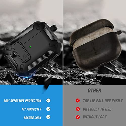 Printme for AirPods Pro 2nd Generation Case Cover 2022, AirPods Pro 2 Protective Case with Lock Gen 2 Military Hard Rugged Shockproof Cover with Keychain Compatible with Apple Airpods Pro 2 (Black) - Image 4