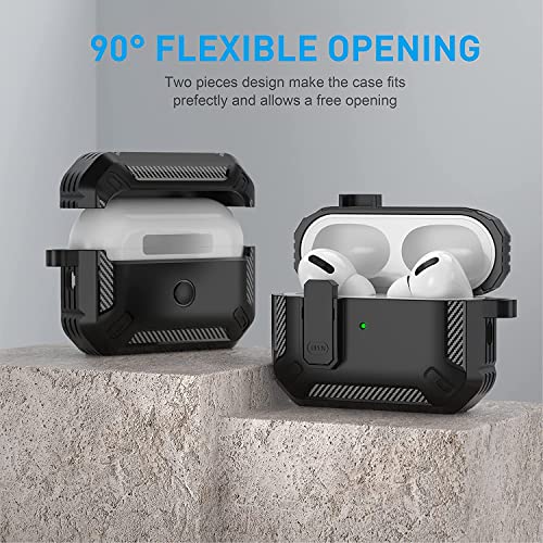 Printme for AirPods Pro 2nd Generation Case Cover 2022, AirPods Pro 2 Protective Case with Lock Gen 2 Military Hard Rugged Shockproof Cover with Keychain Compatible with Apple Airpods Pro 2 (Black) - Image 5