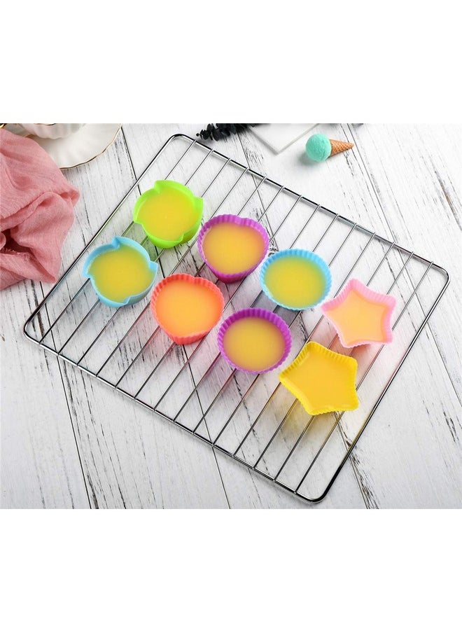 Mirenlife Reusable And Non-Stick Silicone Baking Cups/Muffin Cup Molds In Storage Container-24 Pack-6 Vibrant Colors-4 Shapes(Flower,Star,Heart,Round)  - Image 5