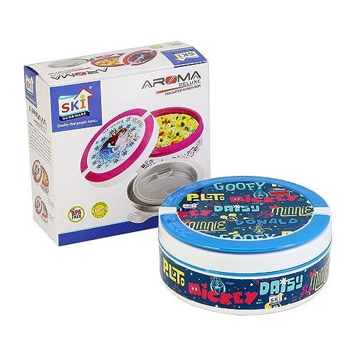 SKi Homeware Cartoon Printed Aroma Deluxe Insulated Lunch Box with Inner Steel with Container (Mickey) - Image 4
