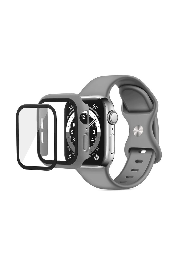 Band with Case Compatible with  Apple Watch Series 10 46mm,Adjustable Silicone Sport Wristband Replacement, Strap With Cover Built-in Glass Screen Protector for Apple Watch Series Series 10 46mm