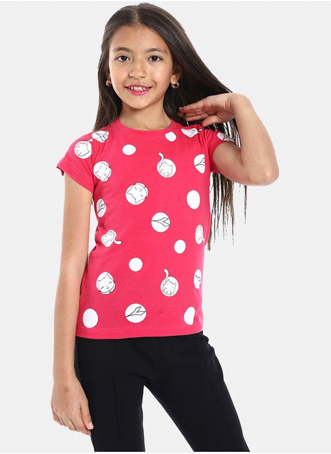 DIADORA Girls Cotton Printed T-Shirt  - Image 1