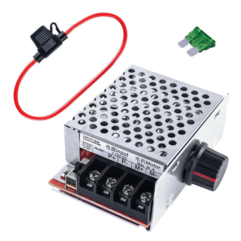 Hosyond PWM DC Motor Speed Controller DC 7-70V 30A 12V 24V 36V 48V with 30 Amp Fuse - Image 1
