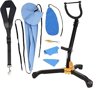 SUNYIN SUNYIN Saxophone Stand Set include Saxophone Cleaning Kit Saxophone Strap Alto/Tenor Saxophone Holder Soft Cotton Sax  - Image 1