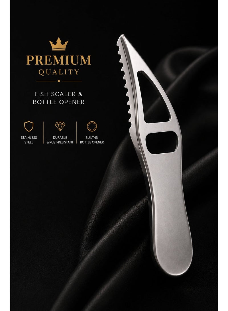 2 in 1 Stainless Steel Fish Scale Remover with Bottle Opener, Fish Scaler Scraper & Seafood Cleaning Tool for Kitchen Use - Image 4
