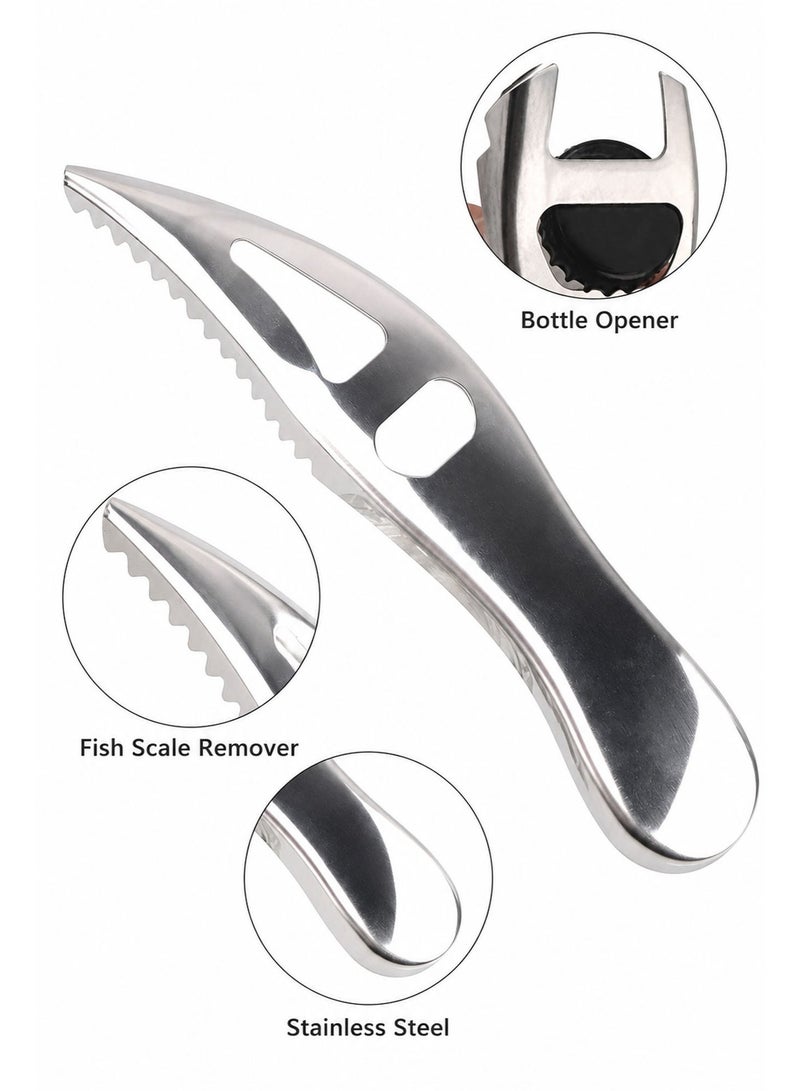 2 in 1 Stainless Steel Fish Scale Remover with Bottle Opener, Fish Scaler Scraper & Seafood Cleaning Tool for Kitchen Use - Image 2
