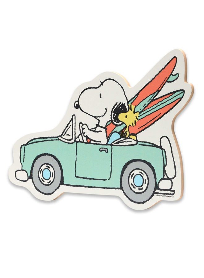 Open Road Brands Peanuts Snoopy and Surfboards in Car Wood Wall Decor - Fun Snoopy Beach Themed Wall Art for Home Decorating - Image 2