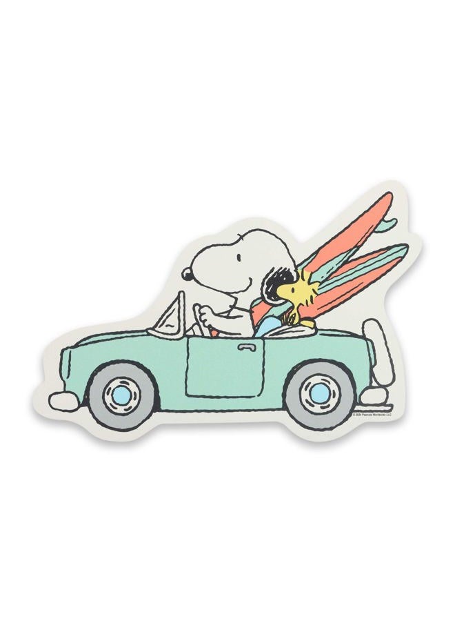 Open Road Brands Peanuts Snoopy and Surfboards in Car Wood Wall Decor - Fun Snoopy Beach Themed Wall Art for Home Decorating - Image 1