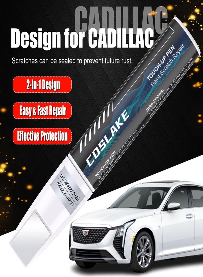 COSLAKE طلاء كوزلاك لإصلاح خدوش طلاء السيارات (أسود معدني لامع (GB8/WA384A)) لكاديلاك، طقم إصلاح خدوش طلاء السيارات، حل سريع وسهل للإصلاح، قلم إزالة خدوش 2 في 1 مع قطعتين من المناديل المبللة للاستخدام مرة واحدة - Image 2