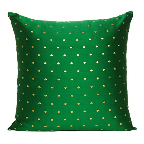 Oussum Set of 5 Cushion Cover Silk Pillow Cover Decorative Polka Dot Art Silky Cushion Case Soft Throw Pillow Case for Living Room Decor (Light Green, 12 x 12) - Image 2