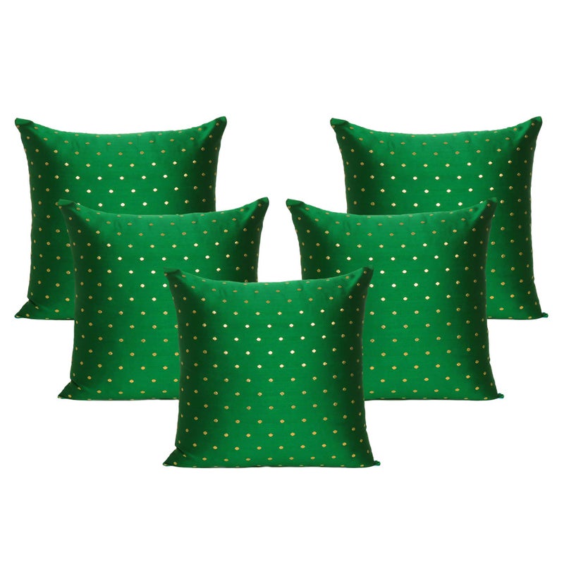 Oussum Set of 5 Cushion Cover Silk Pillow Cover Decorative Polka Dot Art Silky Cushion Case Soft Throw Pillow Case for Living Room Decor (Light Green, 12 x 12) - Image 4