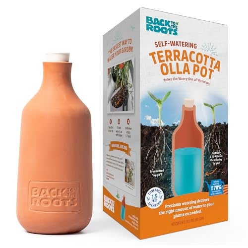 Back to the Roots Self-Watering Terracotta Olla Pot, 700mL Provides 1 Week of Precision Watering - Image 1