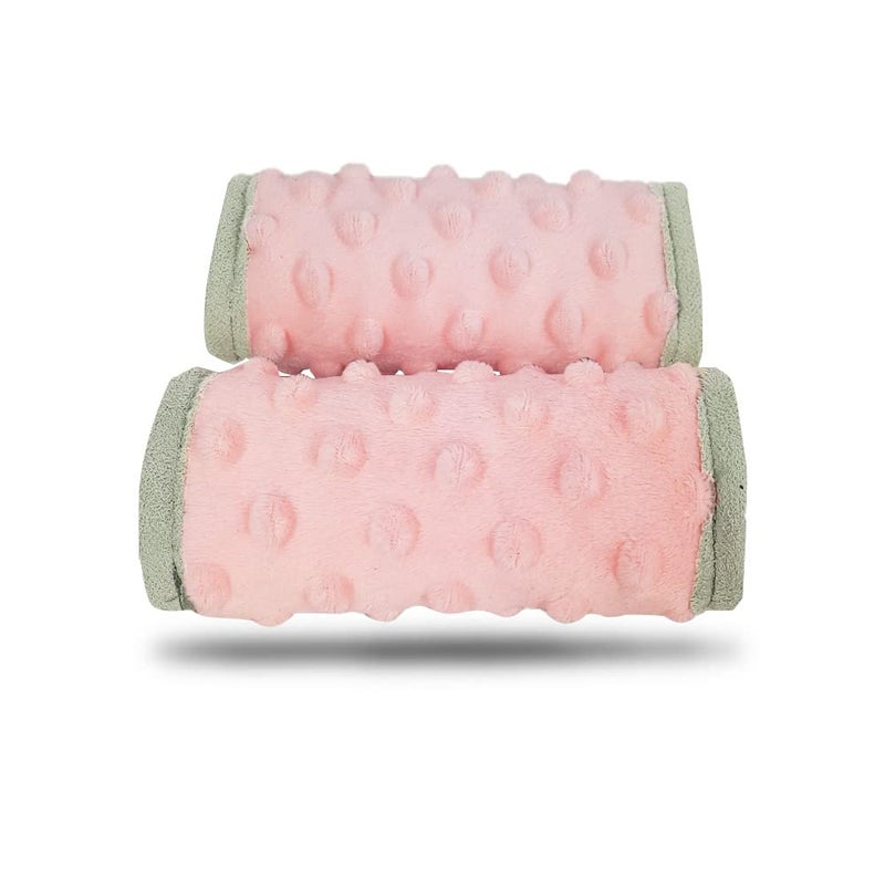 DODO NICI car seat Strap Cover for Baby, seat Belt Cover Cushion, Belt Pads fit Baby Carrier/Pushchair/Stroller, Cozy Peace Dotted Minky, Solid Pink - Image 1