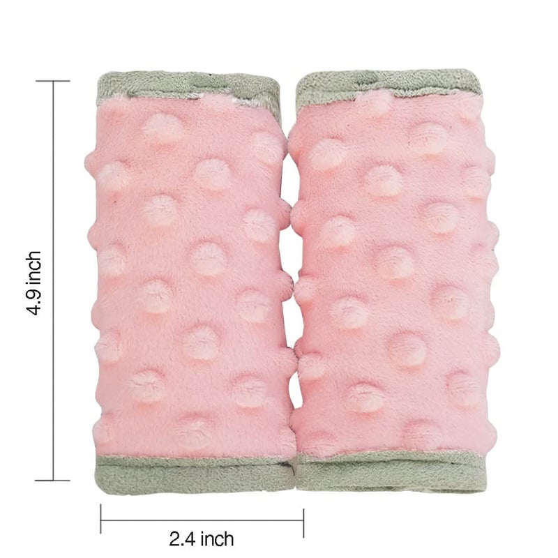 DODO NICI car seat Strap Cover for Baby, seat Belt Cover Cushion, Belt Pads fit Baby Carrier/Pushchair/Stroller, Cozy Peace Dotted Minky, Solid Pink - Image 2