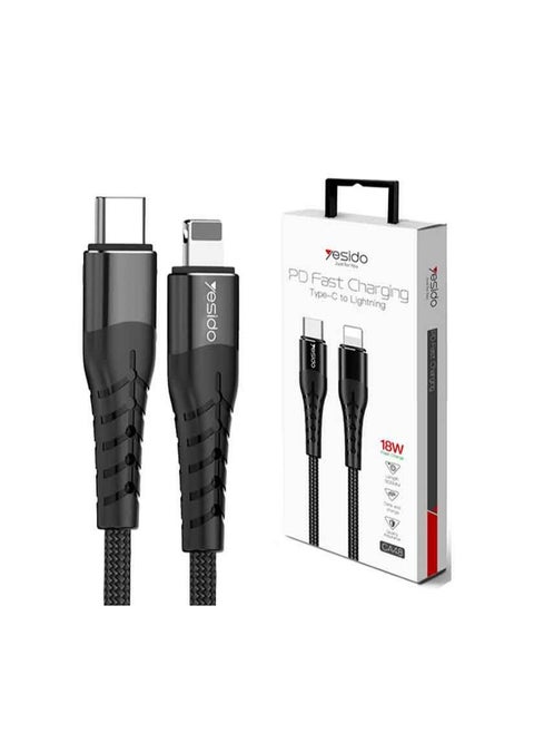 CA48 PD Fast Type-C To Lightning Charging Cable 18W Flash Charge, Black