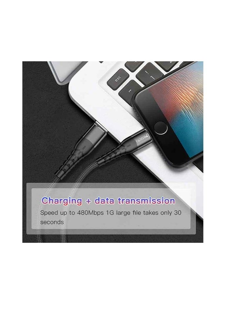 Yesido - CA48 PD Fast Type-C To Lightning Charging Cable 18W Flash Charge, Black - Image 1
