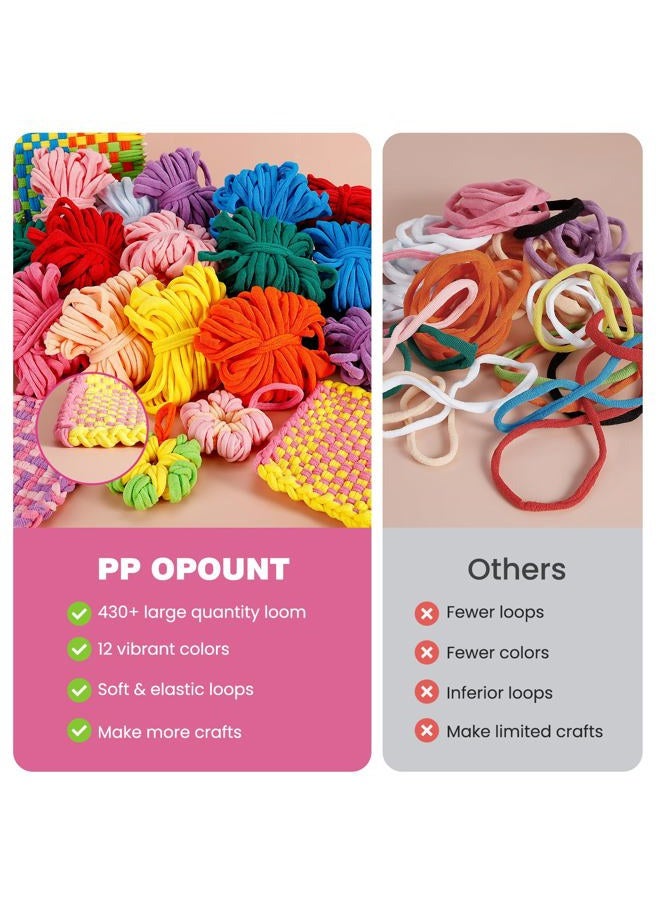 PP OPOUNT Potholder Loom Kit, 7" Weaving Loom Kit with 432 Craft Loops in 12 Colors, Instruction and Tools, Weaving Loom for Kids DIY Potholders, Friendship Bracelets, Great Present Choice - Image 4