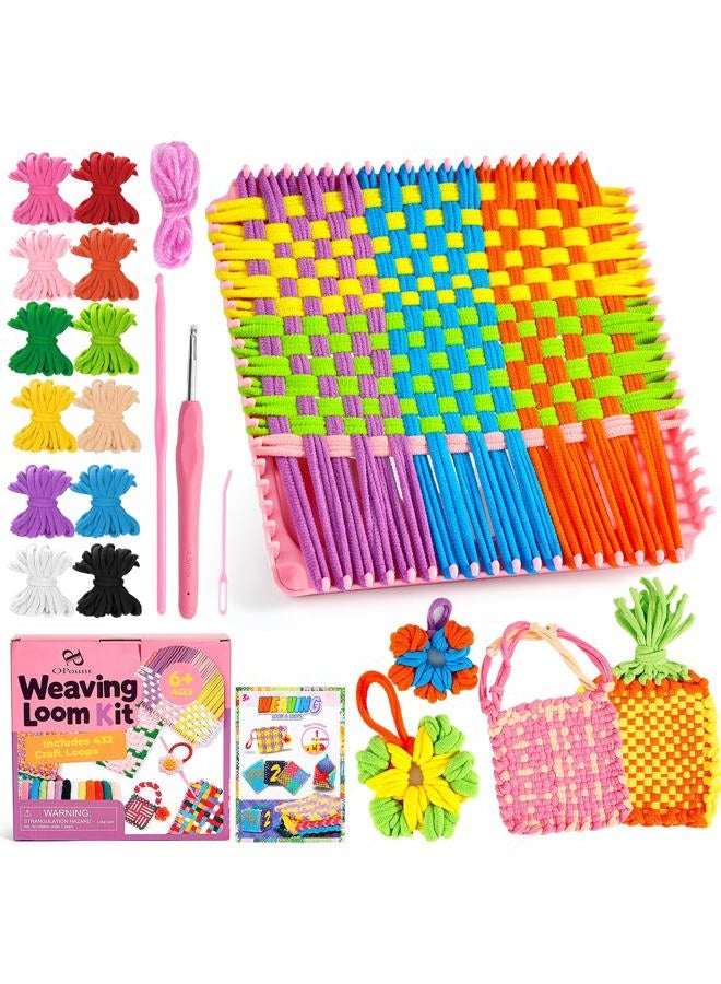 PP OPOUNT Potholder Loom Kit, 7" Weaving Loom Kit with 432 Craft Loops in 12 Colors, Instruction and Tools, Weaving Loom for Kids DIY Potholders, Friendship Bracelets, Great Present Choice - Image 1