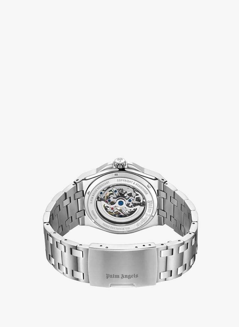 Palm Angels Altera Silver Dial Silver Stainless Steel Bracelet Automatic Watch for Men, 43mm - Image 3