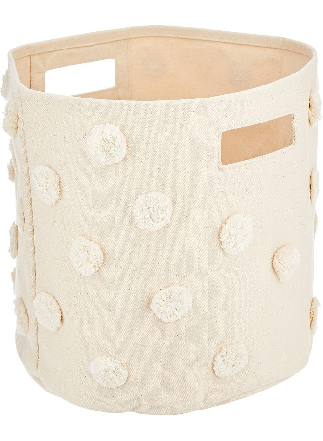 PEHR Pom Pom Basket Bin Natural 100 Cotton Canvas Storage for Nursery Playroom Home Decorative Organizer 13D x 12H - Image 5