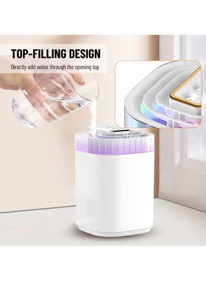 ORLENIC 3L Cool Mist Humidifier Large Capacity, Ultra Quiet 20dB, Top Fill Design with 3 Nozzles, Multicolor Night Light, Auto Shut-Off, USB Powered Air Humidifier for Bedroom, Living Room & Office (White) - Image 3