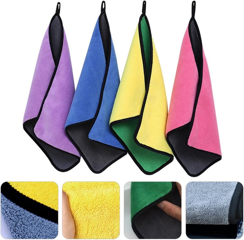 High-Density Coral Fleece Car Cleaning Cloth 4pcs 30x40cm Double-Sided Microfiber Auto Washing Towels for Vehicle Drying and Detailing - Image 4