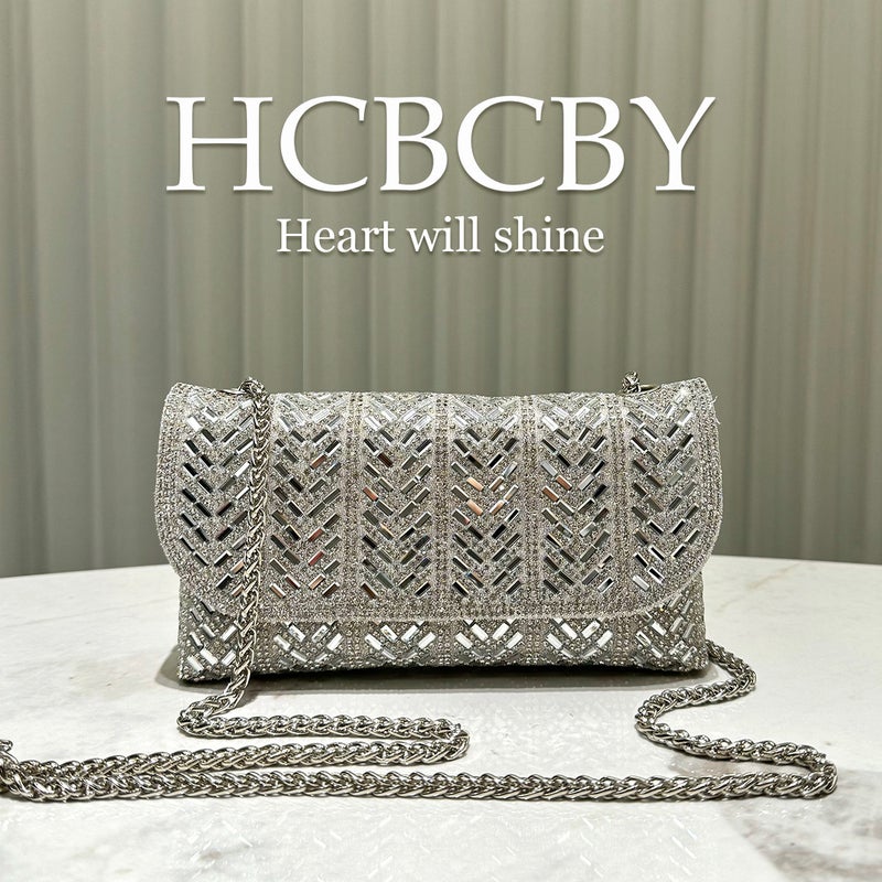 Golden Flash Rhinestone Decoration Small Handbag Evening Bag Envelope Bag Women'S Fashionable Elegant Clutch Bag - Image 3