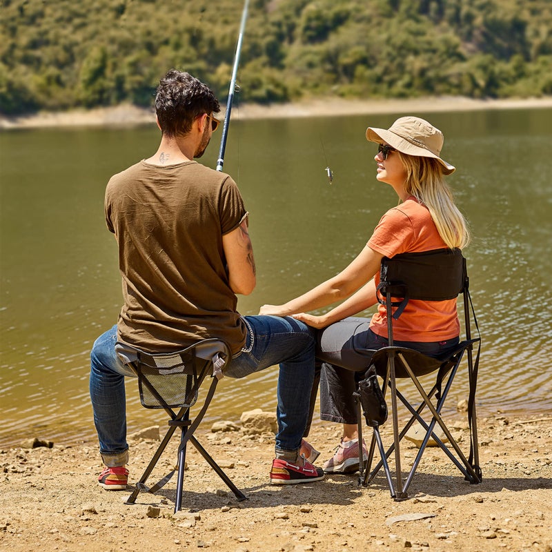 PORTAL Extra Large Quick Folding Tripod Stool with Backrest Fishing Camping Chair with Carry Strap - Image 5