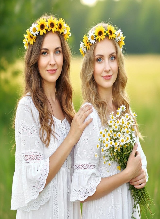 جيجكسين ١٦ قطعة من عصابات رأس عباد الشمس للنساء، عصابات رأس صفراء مزينة بأزهار الأقحوان، تيجان زهور، إكسسوارات شعر بوهيمية، تيجان عباد الشمس، هدايا للحفلات، حفلات الزفاف، حفلات توديع العزوبية، المهرجانات، دعائم تصوير، للنساء والفتيات والأطفال - Image 4