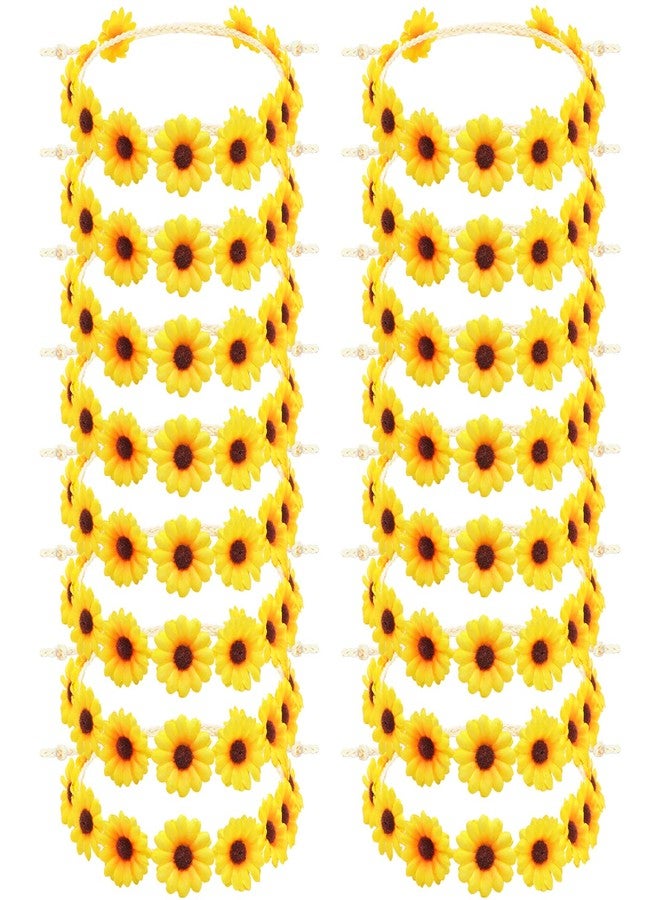 جيجكسين ١٦ قطعة من عصابات رأس عباد الشمس للنساء، عصابات رأس صفراء مزينة بأزهار الأقحوان، تيجان زهور، إكسسوارات شعر بوهيمية، تيجان عباد الشمس، هدايا للحفلات، حفلات الزفاف، حفلات توديع العزوبية، المهرجانات، دعائم تصوير، للنساء والفتيات والأطفال - Image 1