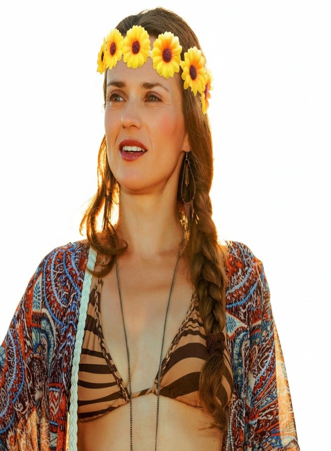 جيجكسين ١٦ قطعة من عصابات رأس عباد الشمس للنساء، عصابات رأس صفراء مزينة بأزهار الأقحوان، تيجان زهور، إكسسوارات شعر بوهيمية، تيجان عباد الشمس، هدايا للحفلات، حفلات الزفاف، حفلات توديع العزوبية، المهرجانات، دعائم تصوير، للنساء والفتيات والأطفال - Image 5