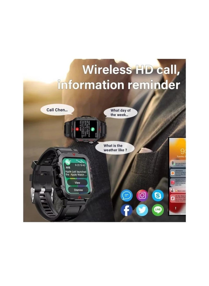 H11 Smart Watch with Wireless Charging, BT Calling, Fitness & Health Tracker,  Heart Rate, Flashlight – Sports Edition (Men/Women)" - Image 2