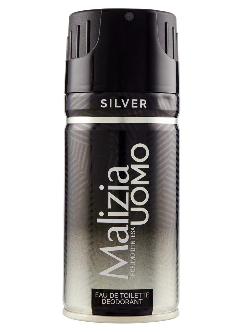 Malizia Uomo Deo Silver Body Spray 150ML - Image 1