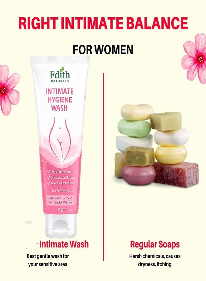EDITH غسول إديث ناتشورالز للمناطق الحساسة للنساء، تركيبة متوازنة الحموضة، يمنع الروائح الكريهة، 50 غرام - Image 2