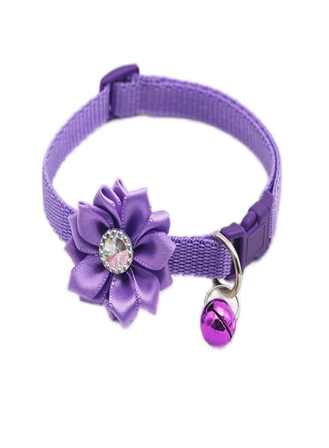 WeimoMonkey Purple Puppy Collars Wth Bell, Flower Dog Necklace Cat Collars Girls Soft Nylon Adjustable for XXS Xs Small Pet Kitten Dogs Animal Litter Tiny - Image 5